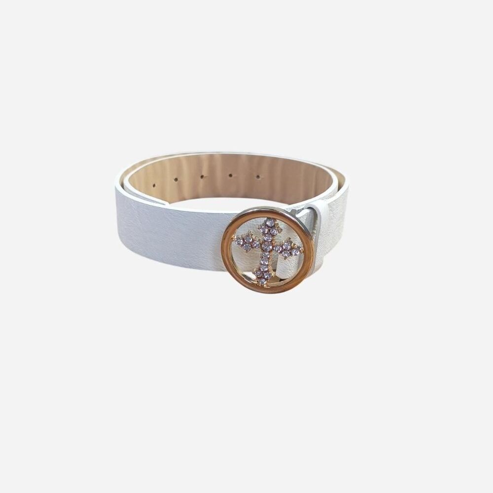 No-brand Men's White and Cream Belt